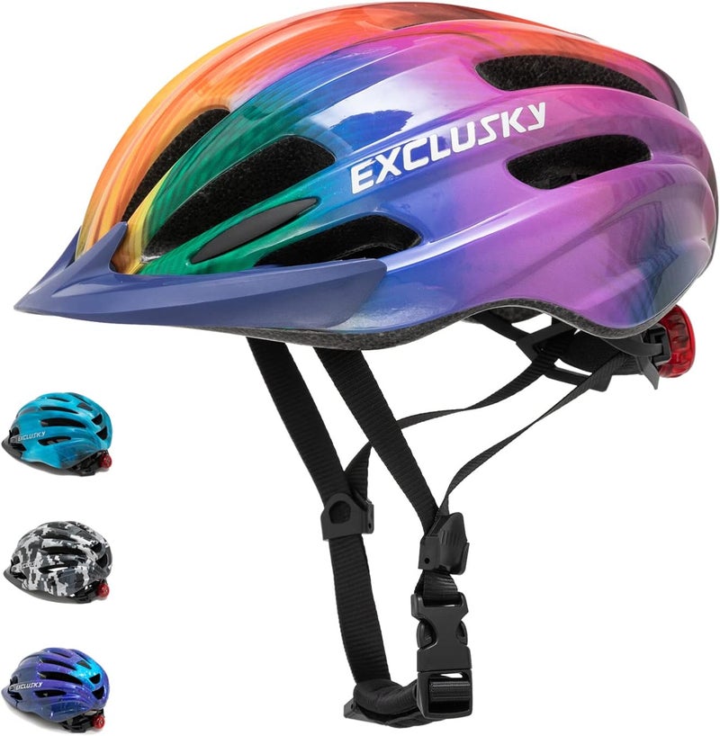 EXCLUSKY Kids Bike Helmet with LED Light – Adjustable Multi-Sport Youth Helmet for Boys & Girls, Ages 5-12, Fits 50-57cm, Cycling Safety Gear - Image 1